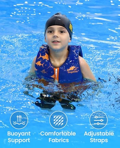 Gogokids Toddler Swim Vest, Kids Floaties – Boys & Girls Buoyancy Jacket, Swimming Aid for Pool & Beach, Fits 2-8 Years / 22-60 lbs