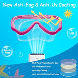 Vvinca Kids-Goggles with Nose Cover, Diving Mask Elastic Fabric Strap Anti Fog Anti Shattered Lens for Kids Swim Goggles 3-14