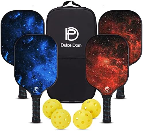 DULCE DOM Pickleball Paddles Set of 2/4 - USAPA Approved, Fiberglass Surface Pickleball Racket with 4 Indoor Outdoor Pickleball Balls and Pickleball Bag, Ideal Training Equipment Gift for Men & Women