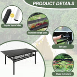 Large Folding Camping Table Aluminum with Storage for 4-6 People 55"X27.5" Roll Up Tall Outdoor Portable Table Lightweight with Carry Bag for Picnic BBQ Backyard Beach