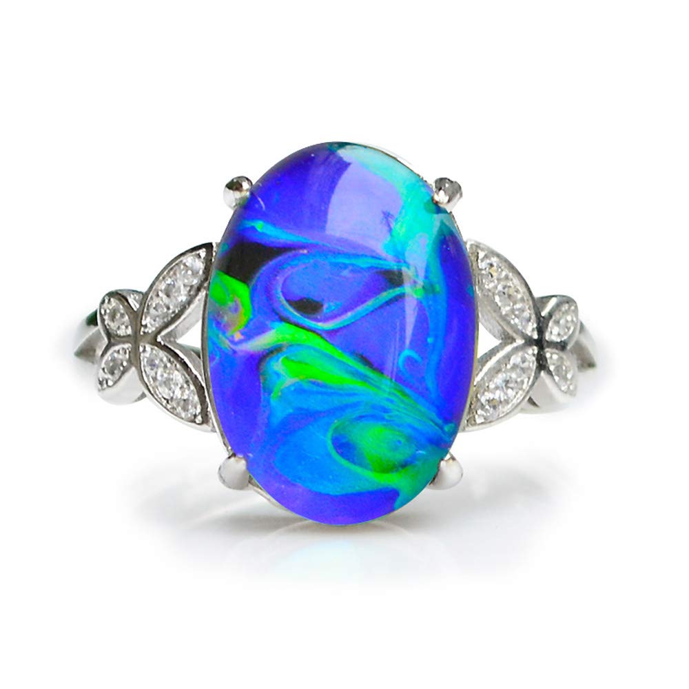 FUN JEWELS Opalescent Swirl Color Change Mood Ring for Women Adjustable