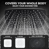 Veken [1.8gpm Eco-Flow] 11.8 Inch Rain Shower Head with 6 Modes Handheld Water Spray,Wide Showerhead Combo with Extension Arm-housewarming gifts, Dual Shower with Anti-Clog Nozzles,Silver Chrome