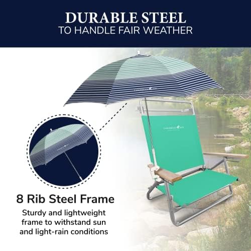 Caribbean Joe Beach Umbrella for Chair, Adjustable and Universal Clamp On Beach Umbrella with UV Protection, 48 Inch Arc