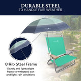Caribbean Joe Beach Umbrella for Chair, Adjustable and Universal Clamp On Beach Umbrella with UV Protection, 48 Inch Arc