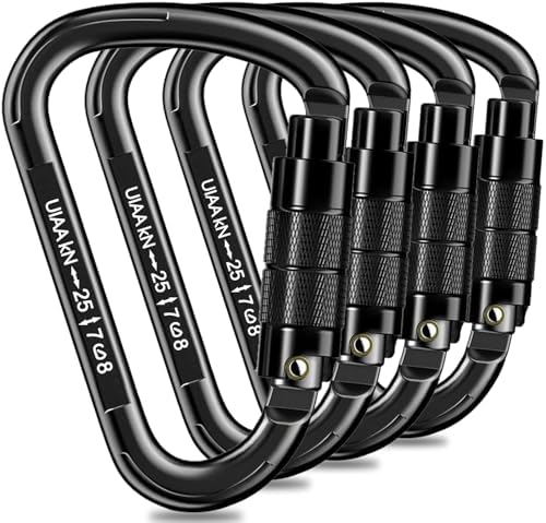 Auto Locking Carabiner Heavy Duty Carabiner 25kN UIAA Certified Climbing Carabiner Climbing Equipment Safety Carabiner for Rappelling, Hammocks, Rescue, Dog Leash, Swing