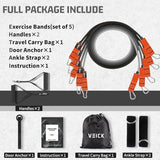 VEICK Resistance Bands, Exercise Bands, Workout Bands Set for Working Out with Handles for Men Women, Elastic Exercising Bands for Fitness Weights Work Out at Home Gym