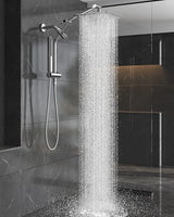 Veken 10" Luxurious All Metal Rain Shower Head with Handheld Spray Combo, High Pressure Rainfall Square Shower Heads with Extention Arm, Wide Dual Showerhead, Bathroom Accessories, Chrome, Silver