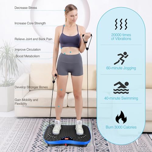 AXV Vibration Plate Exercise Machine Whole Body Workout Portable Mini Vibrate Fitness Platform Lymphatic Drainage Machine for Weight Loss Shaping Toning Wellness Home Gyms Workout (Mini)