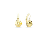 Swarovski Bella V drop earrings, Round cut, Green, Gold-tone finish
