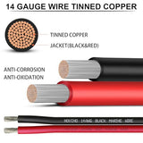 14 Gauge Marine Wire 14 AWG Marine Grade Wire Include 14 Gauge 30FT Red & 30FT Black,14AWG Oxygen-Free Tinned Copper Electrical Cable for Automotive Boat Lighting Outdoor RV Camper Trailer