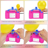 IDAODAN Electric Balloon Pump, Portable Electric Balloon Blower Machine Balloon Air Pump Dual Nozzle Rose Red 110V 600W Balloon Inflator for Party Decorations