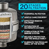 Cobbe High Pressure Filtered Shower Head Combo, Rain Shower Head with 20 Stage Shower Head Filter for Hard Water - Adjustable Replacement Remove Chlorine and Harmful Substances, Brushed Nickel