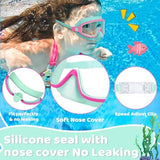 Vvinca 2 Pcs Kids-Swim-Goggles with Nose Cover, Swimming Diving Mask Wide View Anti Fog UV Anti Shattered Lens for Kids 3-6
