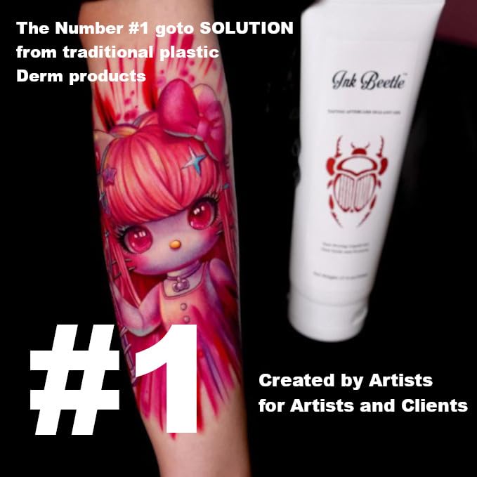 Ink Beetle Tattoo Aftercare Sealant Gel - Forms a breathable protective skin-No Adhesives-No Latex-Natural Healing ingredients- Painlessly wash off- No Adeverse skin reactions- 8 fl oz