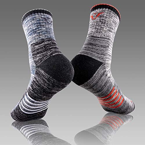 FEIDEER Men's Hiking Walking Socks, Multi-pack Wicking Cushioned Outdoor Recreation Quarter Crew Socks
