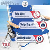 Rio Brands 4-Position Hi-Boy Backpack Beach Chair, Folding Chair for Outdoors, Stripe