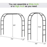 Metal Garden Arbor Wedding Arch 76.8 Inch H x 90.5 Inch W \94.5 Inch H x 55 Inch W Assemble Freely 2 Sizes for Various Climbing Plant Roses Vines Bridal Party Decoration Pergola Arbor (Black)