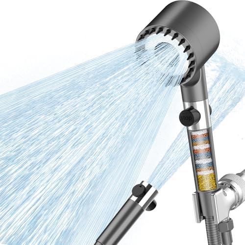 Filtered Shower Head with Handheld, High Pressure Shower Heads 3 Spray Mode with ON/OFF Switch, Power Wash for Bathroom Cleaning, Shower Head with Filters Prevents Dry Skin and Damaged Hair