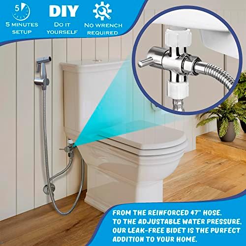 Premium Bidet Sprayer - Handheld Bidet Jet Spray for Toilet | Adjustable Water Pressure | Leak-Proof Stainless Steel Toilet Bidet Sprayer | Muslim Shower | Cloth Diaper Washer | Bathroom Bidet