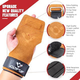 Weight Lifting Wrist Strap, Double Layer Leather Wrist Strap for Deadlift and Powerlifting, Adjustable Neoprene Padded Gym Workout Lifting Hooks (Pair)