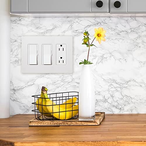 Lutron Claro 3 Gang Decorator/Rocker Wallplate, Satin, Snow (1-Pack) | SC-3-SW