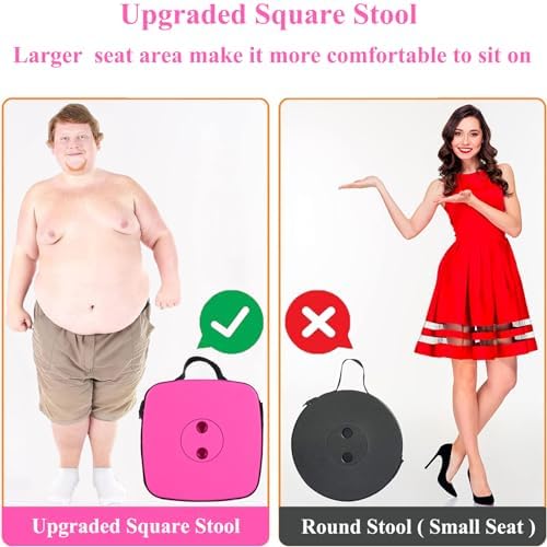 Fishboy Upgraded Square Collapsible Stool, 400lbs Max Weight, Lightweight But Sturdy, Portable Retractable Folding Telescoping Foldable Camping Stool for Adults Outdoor Fishing Hiking Travel BBQ