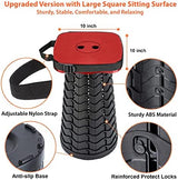 Portable Collapsible Stool Set - Heavy Duty Square Collapsible Stool + Thick Seat Cushion - 550lbs Load Capacity for Camping Travel Picnic Gardening (Red/Black)
