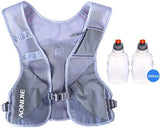 AONIJIE Men Women Ultralight Running Vest Pack Reflective Breathable Hydration Backpack for Hiking Camping Marathon Cycling Race (Gray- with 2 pcs 250ml Bottles)