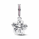 PANDORA Moments Cherry Blossom Dangle Charm - Sterling Silver Charm with Cubic Zirconia & Enamel - Jewelry for Women - Includes Gift Box
