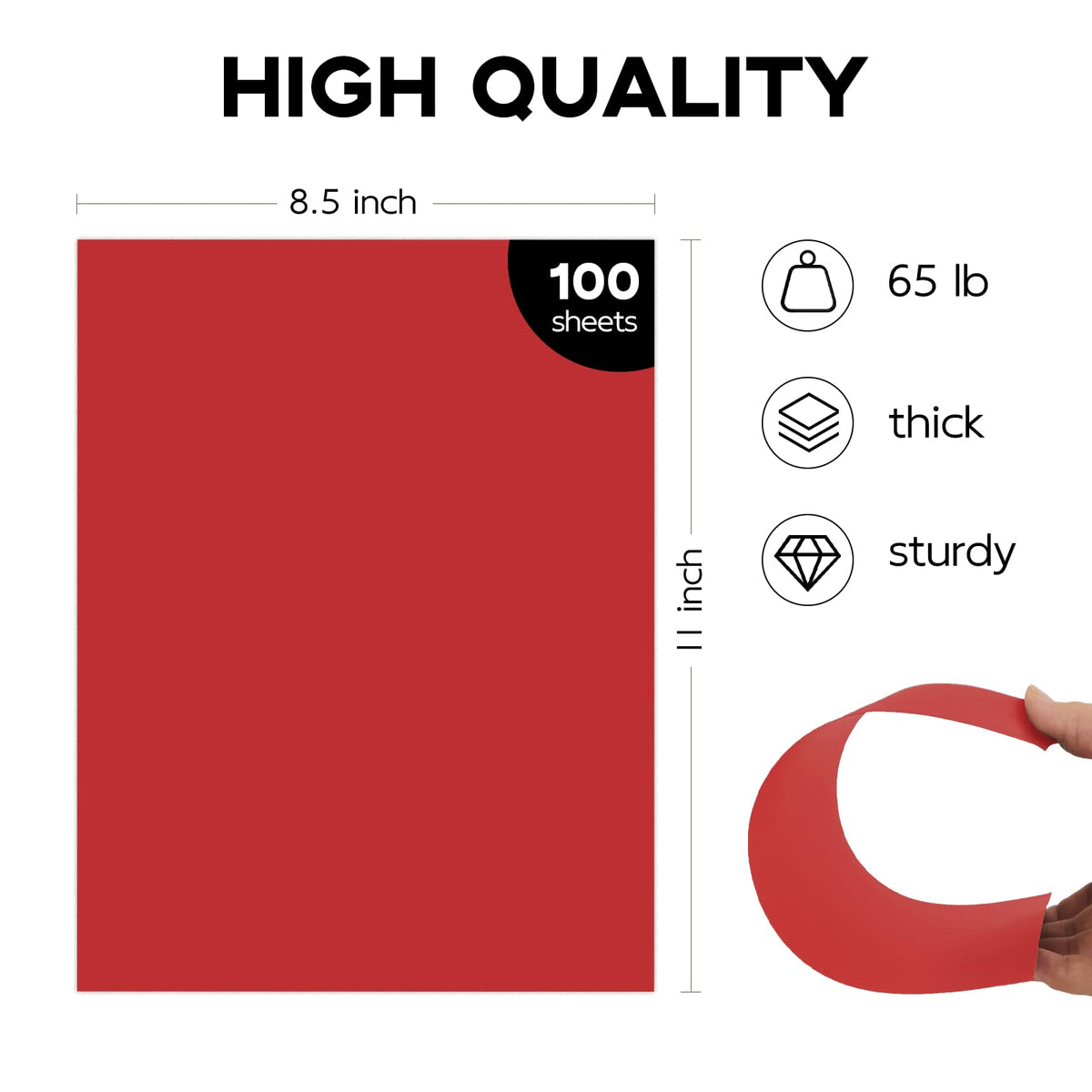 Goefun Sticker Paper 100 Sheets Red Cardstock 8.5 x 11 65lb Printer Paper, Goefun Red Card ...