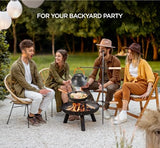 Campfire Grill Open Fire Cooking Equipment for Camping with Height Adjustable Swivel Grill Grate and Hanger Rod