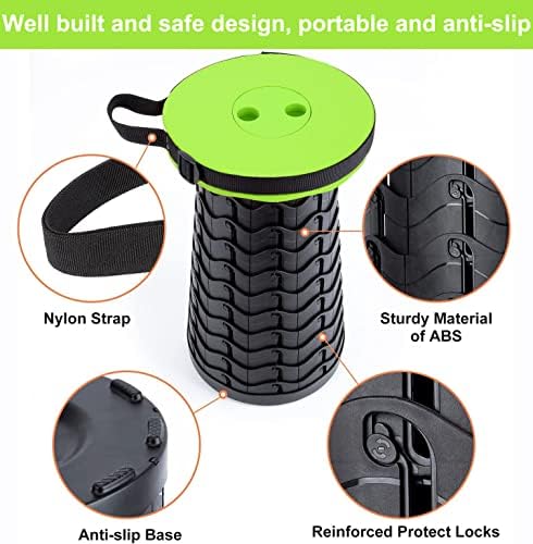 Fishboy Upgraded Collapsible Stool, 400lbs Max Weight, Lightweight But Sturdy, Portable Retractable Folding Telescoping Foldable Camping Stool for Adults Outdoor Fishing Hiking Gardening Travel BBQ
