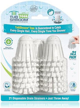 TubShroom Toss 21pk Disposable Bath Tub Drain Strainers - Hair Catcher Snare for Shower Bathtub to Prevent Clogged Drains, Traps Human and Pet Hair, One Year Supply (White)