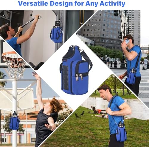 icolor Magnetic Gym Bag Water Bottle Carrier Holder with Phone Pockets & Shoulder Strap,5 Built-in Magnets Gym Bottle Pouch Sleeve,Magnetic Bag Gym Accessories Organizer for Men Women