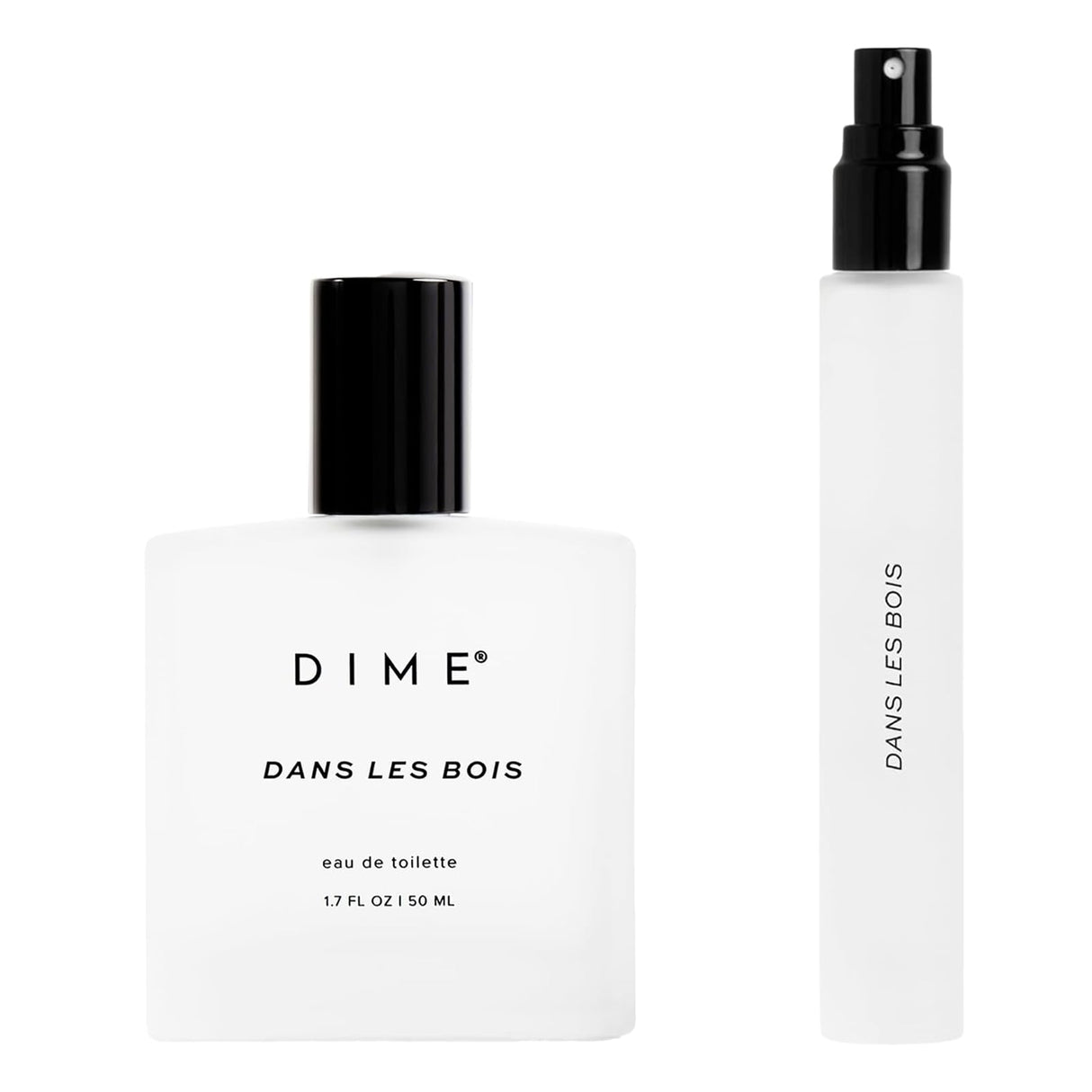 Dime Beauty Dans Les Bois Perfume Set ($87 Value) - Includes 50 ml + Travel Size 10 ml, Feminine and Bold Scent, Hypoallergenic, Clean Perfume, Eau de Toilette For Women