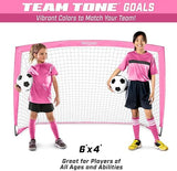 GoSports Portable Soccer Goals for Kids - 13 Color Options - Choose 4 x 3 ft or 6 x 4 ft - Team Tone Pop Up Nets for Backyard