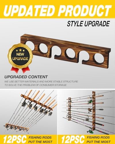 Ghosthorn Holds Up to 12 Rods Fishing Pole Racks Wall or Ceiling Mounted Holders for Garage Storage Organizer Gear Equipment Gifts