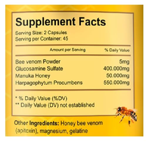 Premium Natural Bee Venom with glucosamine sulfate Veneno Abeja 90 Capsulas Apitoxin Manuka Honey Dietary Supplement