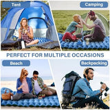 Double Sleeping Pad for Camping- Self Inflating 4"" Extra-Thick with Pillow Built-in Foot Pump Inflatable Sleeping Mat for Backpacking, Hiking, Traveling, Tent