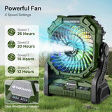 Odoland Portable Camping Misting Fan with LED Light, 20000mAh Battery Operated Rechargeable Mister Fan with 250mL Water Tank, Hook, Outdoor Tent Cooling Fans for Patios Beach Travel Home Summer, Green
