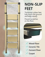 WOA WOA 5 Step Ladder, Ladders for Home, Anti-Slip Pedals, Aluminum Step Stool Foldable, Lightweight to Move, Ease of Storage, Reach 10ft for Closet Kitchen Library, Hold 300lbs - Gold