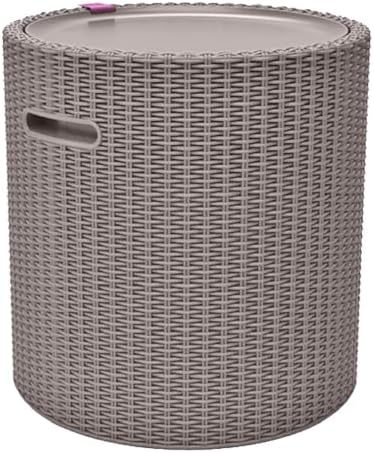 Keter Cool Side Table Cooler 3 in 1 Outdoor Patio Table and Ice Chest Storage, Ideal Hot Tub Table, Decor and Outdoor Patio Bar, Portable Bar, Taupe