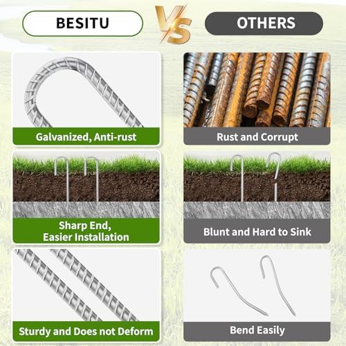 12 Inch Ground Stakes Heavy Duty J Hook 30-Pack Metal Spikes Galvanized Ground Hooks Anchors Rebar Ground Stakes for Fence Tent Gazbo Bounce House and Outdoor Decorations Inflatables