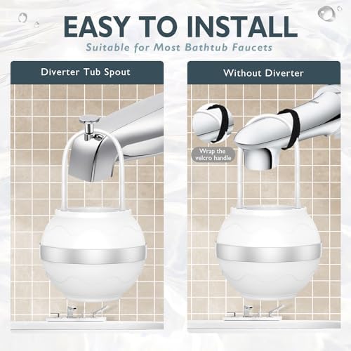 Bath Filter for Tub Faucet - 10 Stages Bath Water Filter 2,500 Gallons, Removes Contaminants & pH Balancer, Improved Skin, Hair, and Nail Condition - BPA-Free & Easy Install (White)