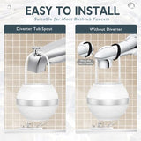 Bath Filter for Tub Faucet - 10 Stages Bath Water Filter 2,500 Gallons, Removes Contaminants & pH Balancer, Improved Skin, Hair, and Nail Condition - BPA-Free & Easy Install (White)