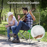 VIVOSUN Double Camping Chair, Fully Padded Folding Loveseat, Portable Oversized Duo Chair with Storage Cup Holders, Height-Adjustable Armrests & Carry Bag, Supports up to 500lbs, Green & Grey