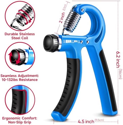 FitBeast Grip Strengthener Forearm Strengthener Hand Grips Strengthener Kit - 5 Pack Adjustable Resistance