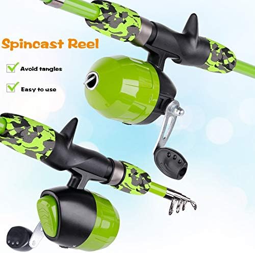 ODDSPRO Kids Fishing Pole Pink, Portable Telescopic Fishing Rod and Reel Combo Kit - with Spincast Fishing Reel Tackle Box for Girls, Youth