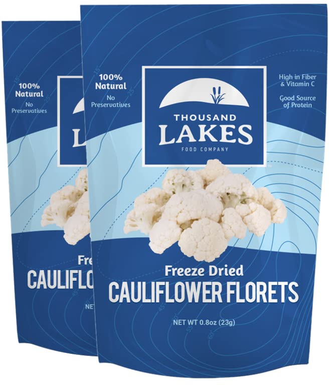 Thousand Lakes Freeze Dried Vegetables - Cauliflower Florets and Stems 2-pack 0.8 ounces (1.6 ounces total) | No Salt Added