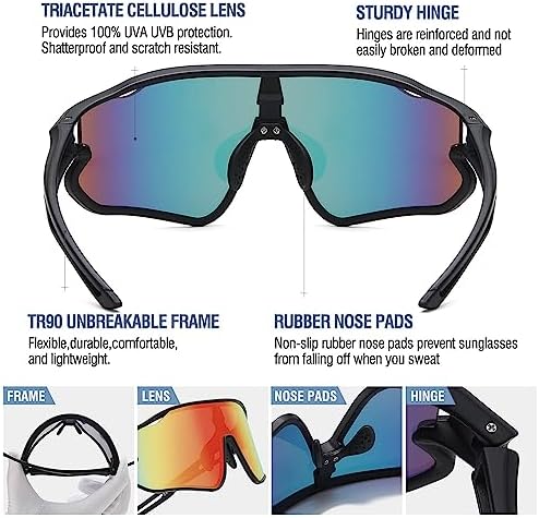 DUCO Kids Sunglasses Youth Baseball Sun Glasses Lightweight TR90 Frame UV400 Sports Cycling Shades for Boys Girls DK268